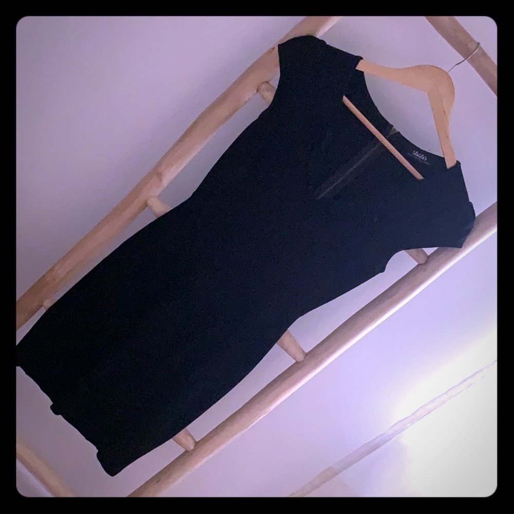 Fitted black cap sleeve dress